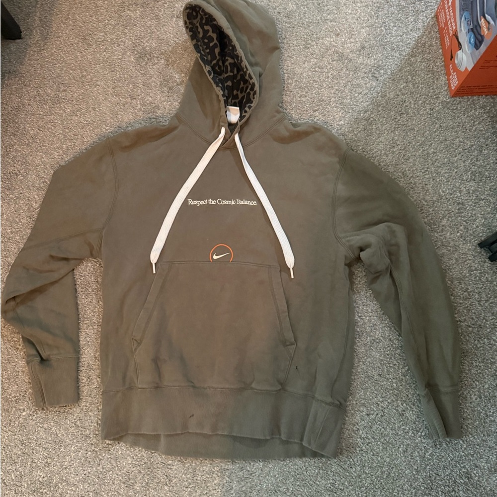 Nike Khaki Men's Hoodie with White Accents
